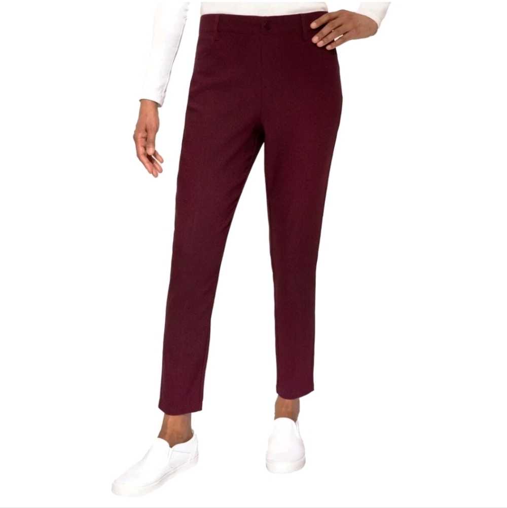 NWT Mario Serrani Ladies'‎ Textured Pull-On Pant Burgandy M L